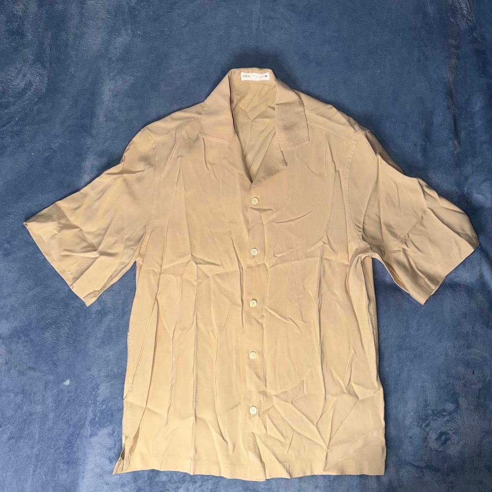 Zara tan button-up shirt